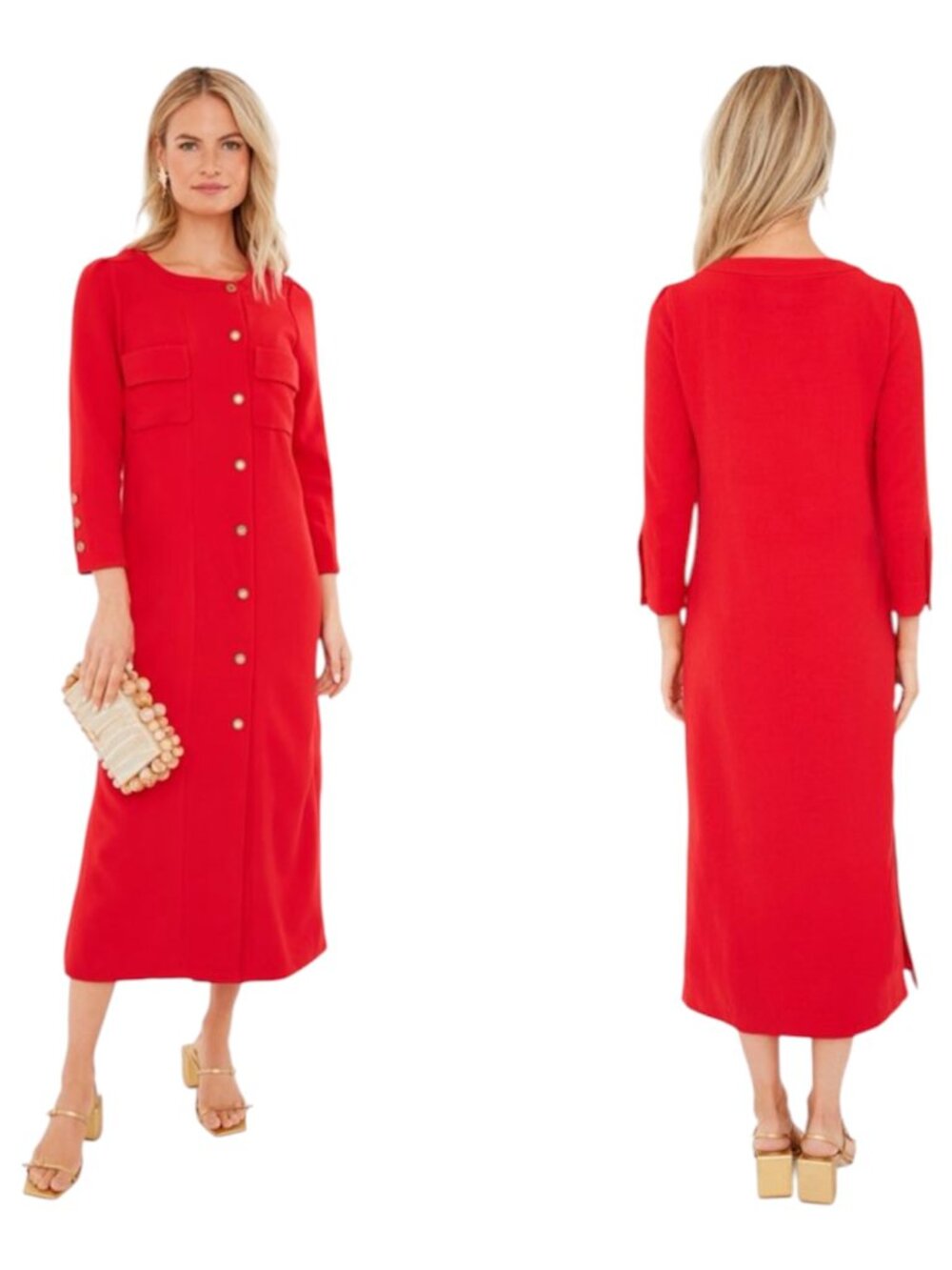 Tuckernuck Red Barnett Midi Dress Size Small - Picture 3 of 16